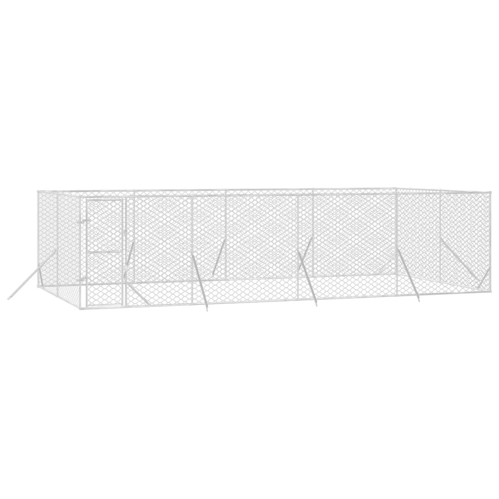 vidaXL Perrera de exterior acero galvanizado plateado 4x4x2 m, , large Imagen numero 18
