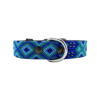 Loyal Collar de Piel Artesanal Verde y Azul para perros 