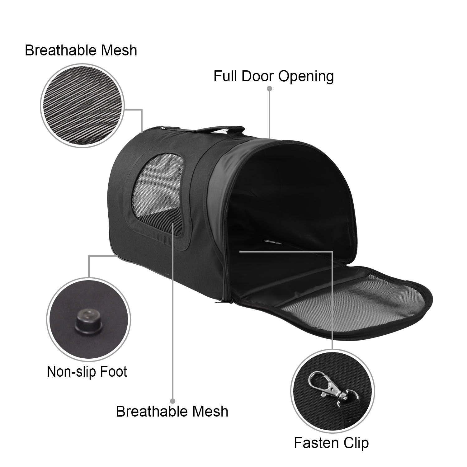 Nobleza - Bolso Transport&iacute;n de Viaje Plegable para Perros y Gatos, Tela Oxford, Color Negro, Talla S, (34*21*22)cm, , large Imagen numero 3