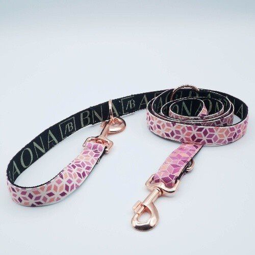 Baona correa kuta multiposici&oacute;n de nylon reciclado rosa y morado para perros, , large Imagen numero 1