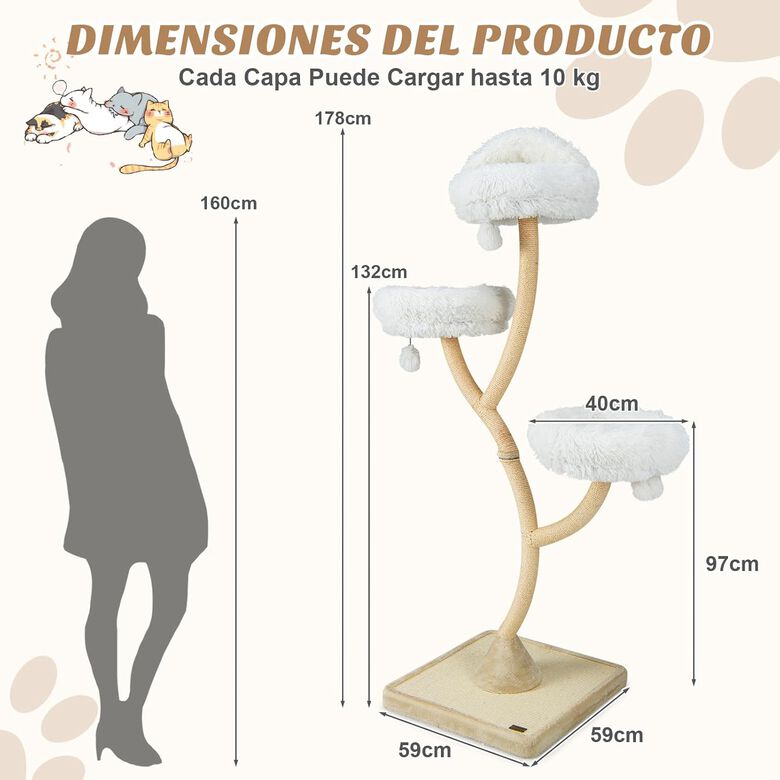 COSTWAY Árbol beige para Gatos thumbnail