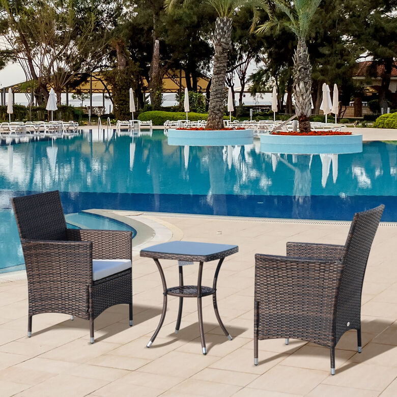 Outsunny Conjunto de Muebles con 1 mesa y 2 sillones para jardín thumbnail