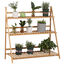 Outsunny Estantería para Plantas de 3 Niveles de Bambú Soporte para Flores Plegable Estantería para Macetas para Interiores y Exteriores 98x37x96,5 cm Natural, , large indicador imagen numero 1