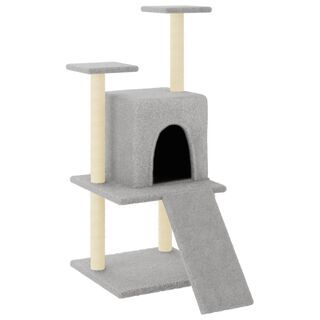 VidaXL Rascador con cueva y escalera gris claro para gatos