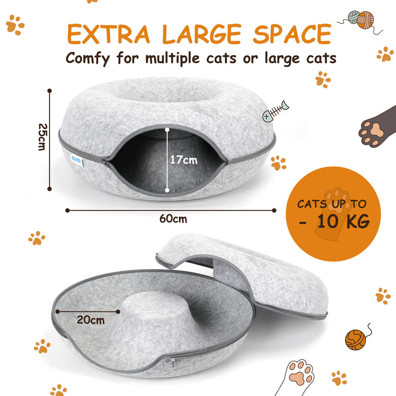 Nobleza Cama Túnel de fieltro gris para gatos thumbnail