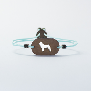 Pulsera de madera Jack Russell personalizable color Celeste, Pulsera de madera Jack Russell personalizable color Celeste