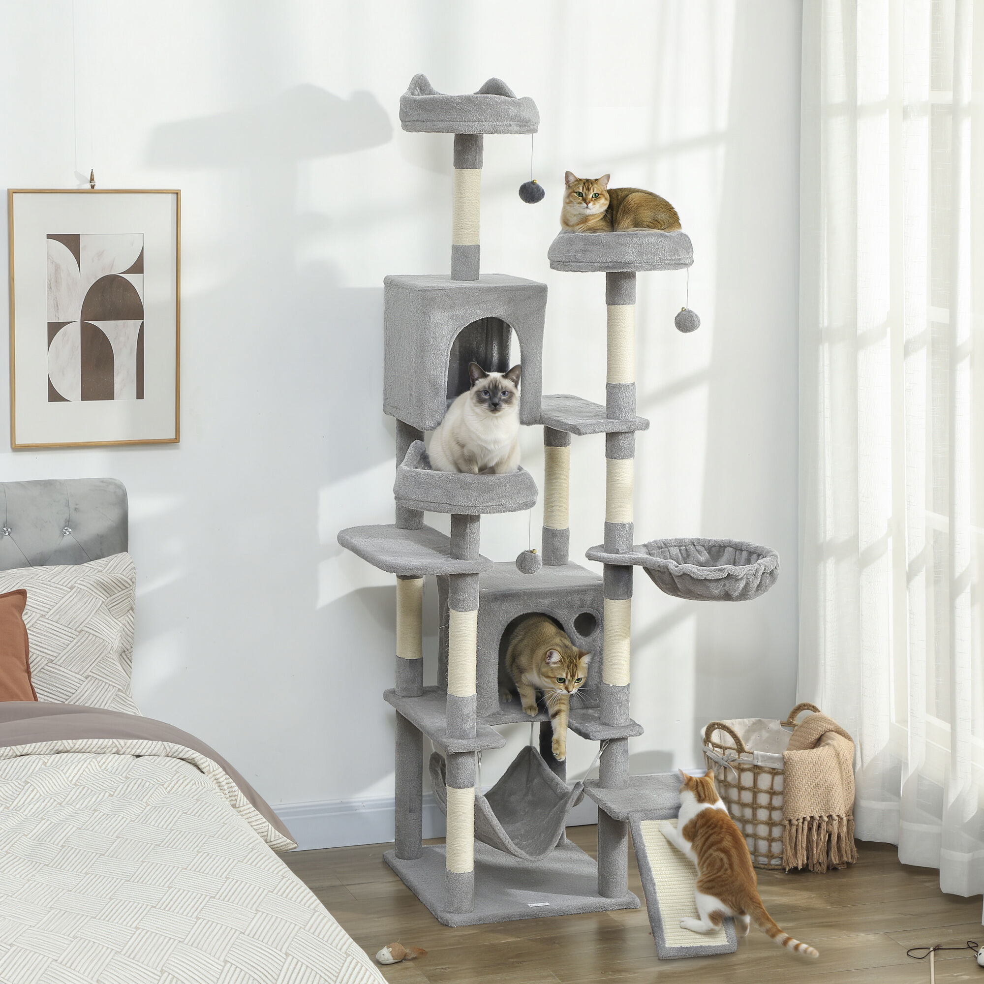 PawHut &Aacute;rbol para Gato Gris Claro, , large Imagen numero 2