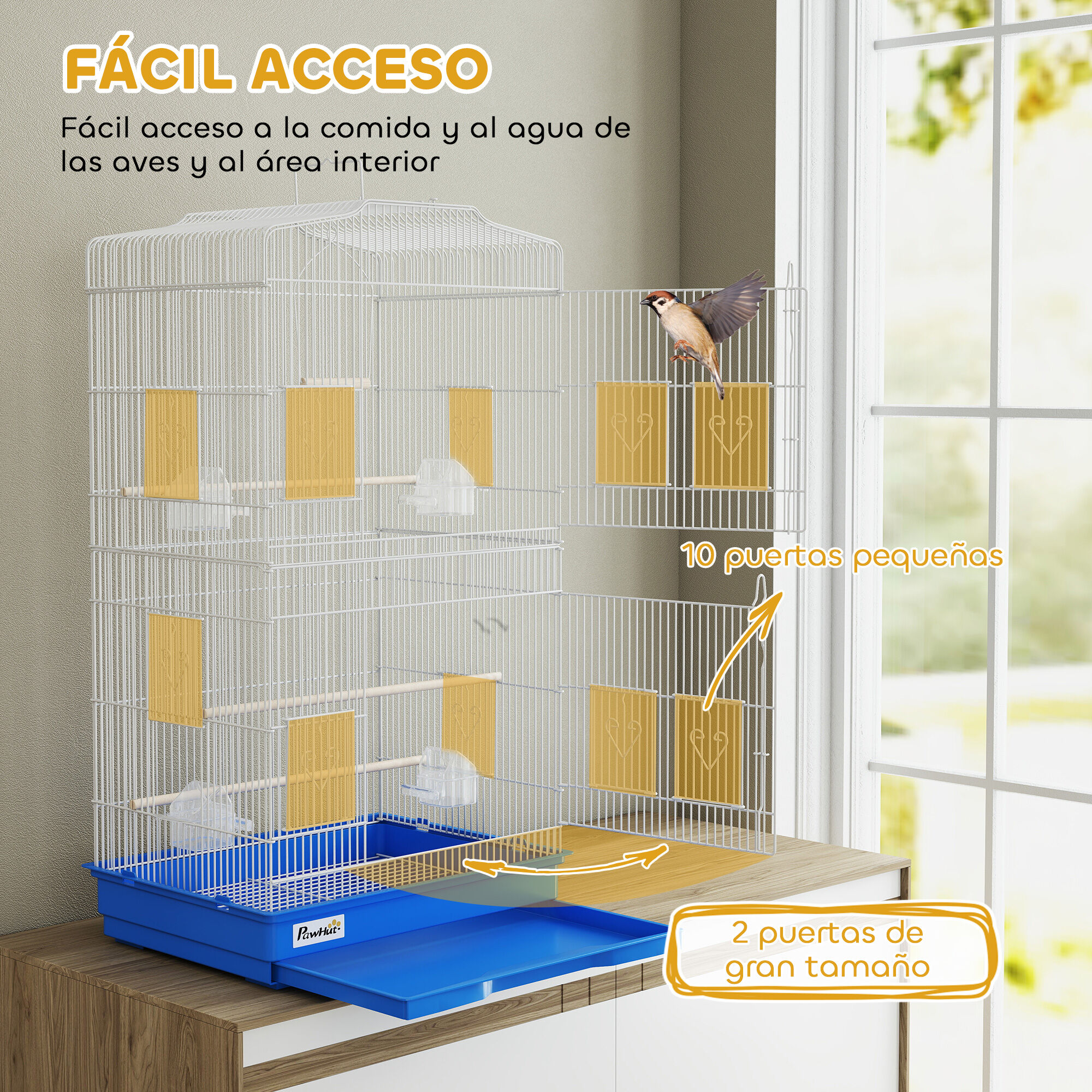 PawHut Jaula para P&aacute;jaros Azul, , large Imagen numero 4