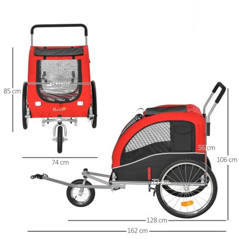 Remolque Pawhut de bicicletas para mascotas color Rojo, , large image number null