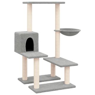 VidalXL Rascador con postes de sisal gris claro para gatos