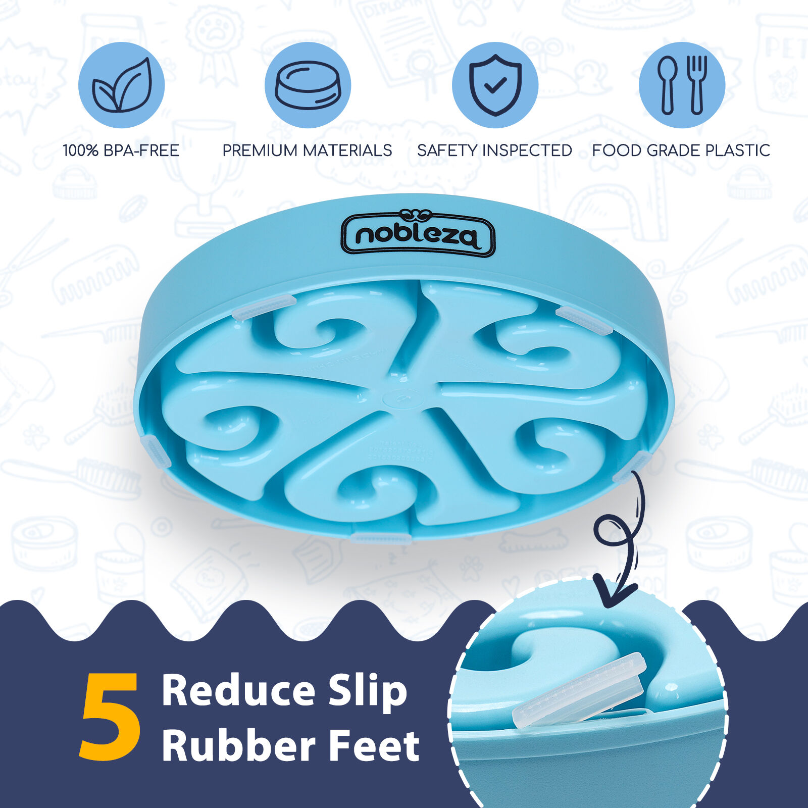 Nobleza Comedero Perro Antivoracidad, Antideslizante Comederos Para Perros, Comedero Antivoracidad Perro, Duradero y no T&oacute;xico Que Evita la Asfixia Comedero Perro Grande y Medianos, &phi;20.4*H4.7cm, Blue, , large Imagen numero 4