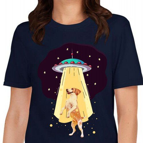 Mascochula camiseta mujer abduction personalizada con tu mascota azul marino thumbnail