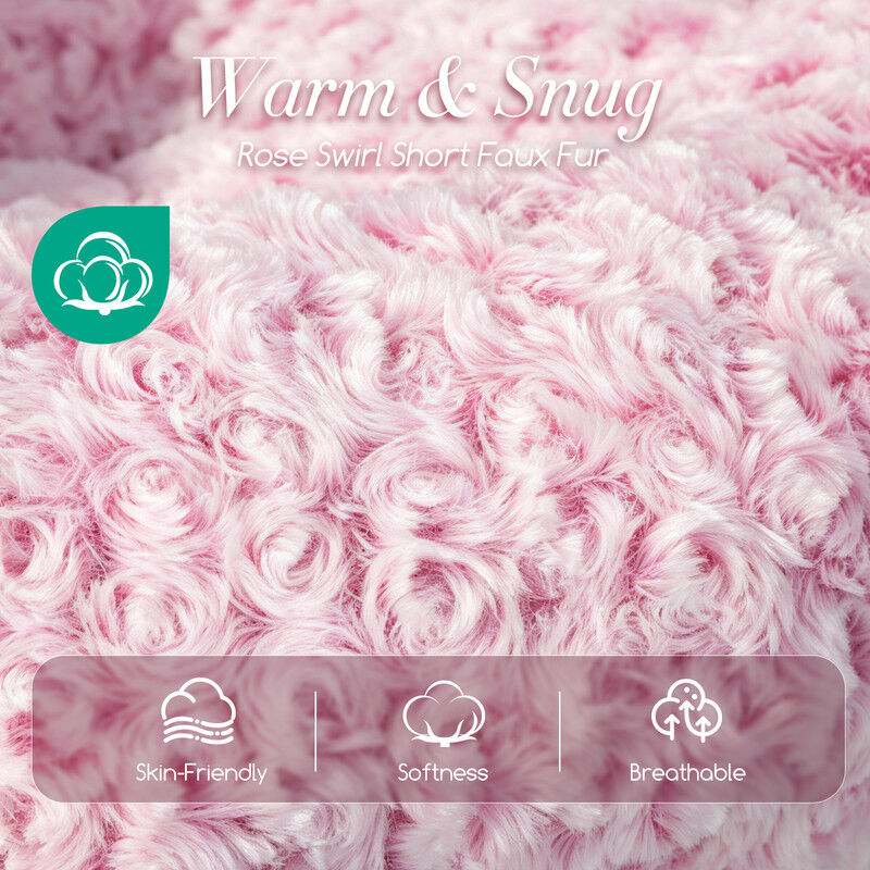 Nobleza Cama Redonda para Gatos y Perros Peque&ntilde;os/Medianos (&Oslash; 60 cm) - Coj&iacute;n Donut Antiestr&eacute;s de Felpa Suave con Textura Rosas, Cama Lavable e Antideslizante, Rosa, , large Imagen numero 2