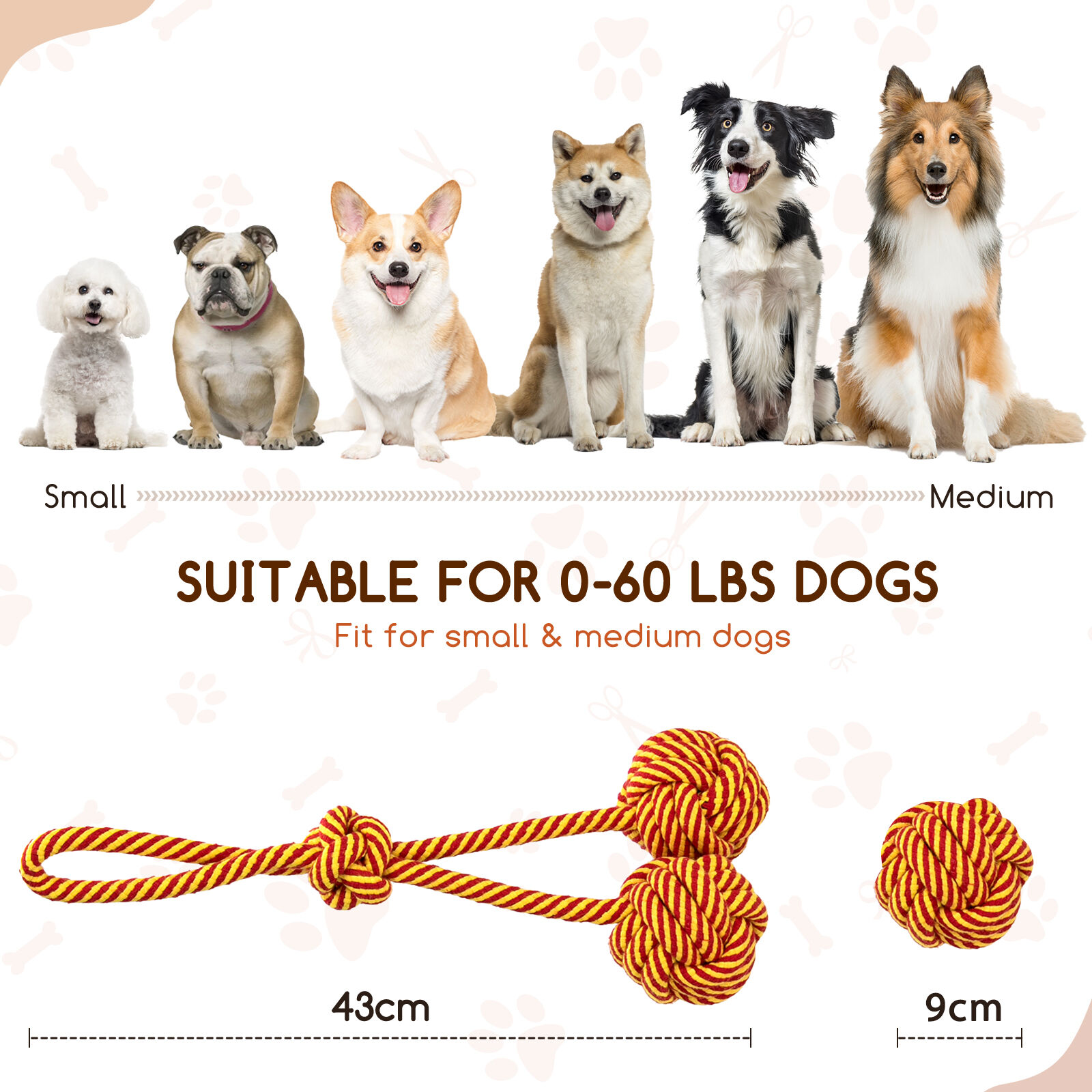Nobleza - Cuerda de Juguete para Perros 100% algod&oacute;n, beneficiosa para la Salud Mental del Perro, la Salud Dental y la Limpieza de los Dientes, Tipo de Perros,  28cm, , large Imagen numero 2