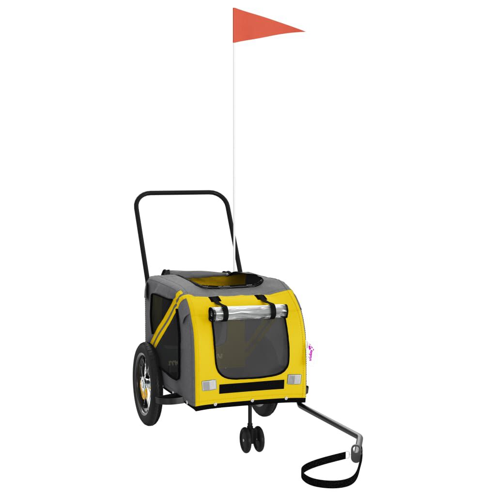 vidaXL Remolque bicicleta mascotas hierro tela Oxford amarillo negro, , large Imagen numero 2