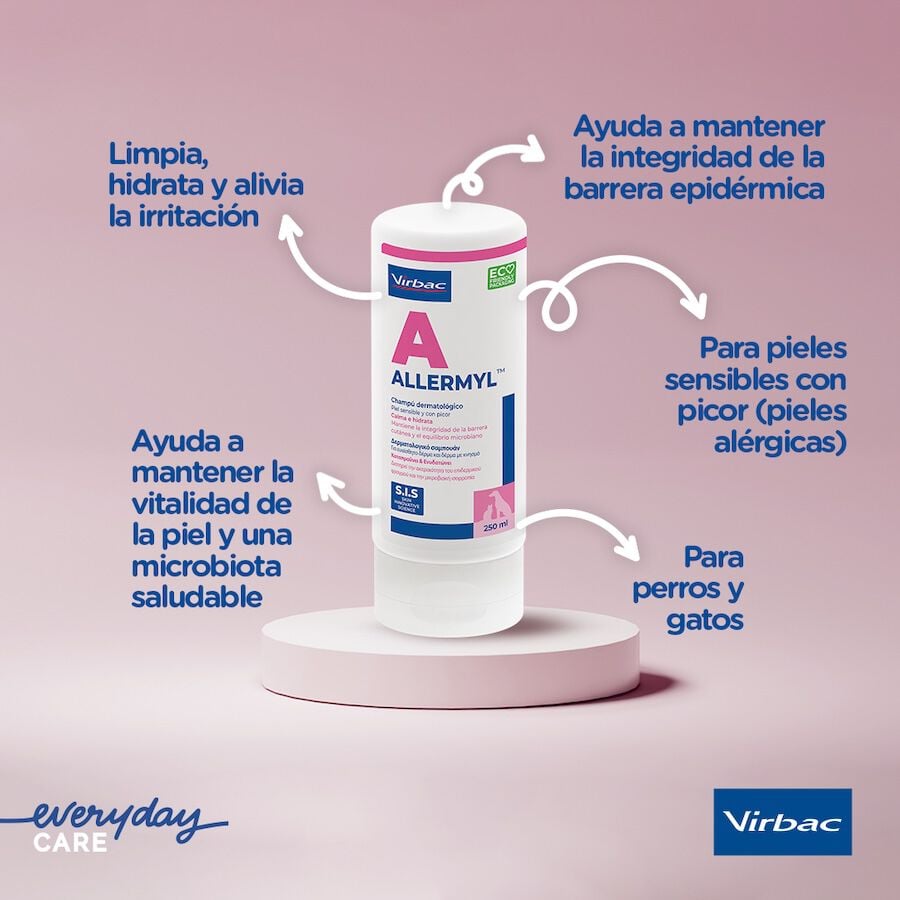 Virbac Allermyl Champú dermatológico para piel sensible de perros y gatos thumbnail
