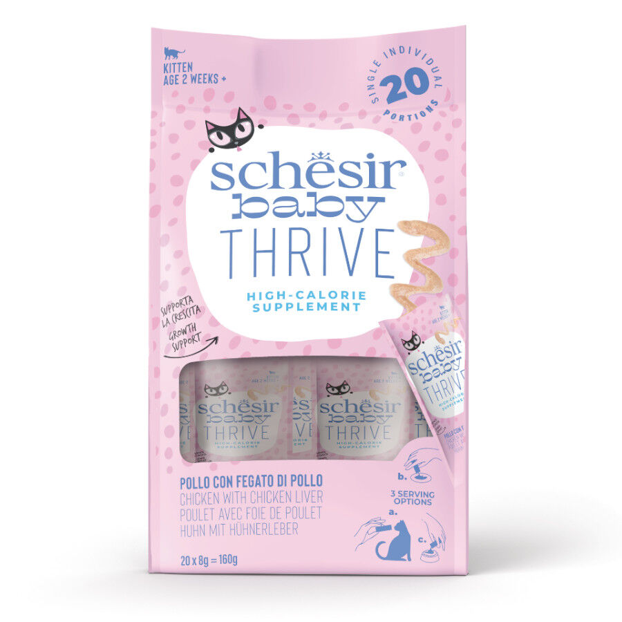 20 Sobres x 8 g Schesir Thrive Suplemento Pollo para gatitos, , large Imagen numero 1