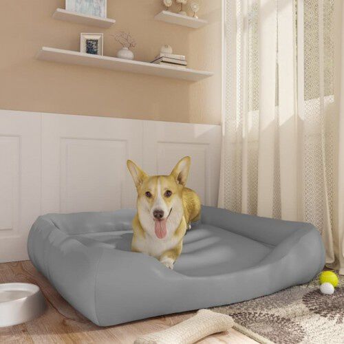 Vidaxl sof&aacute; acolchado de cuero gris claro para mascotas, , large Imagen numero 2