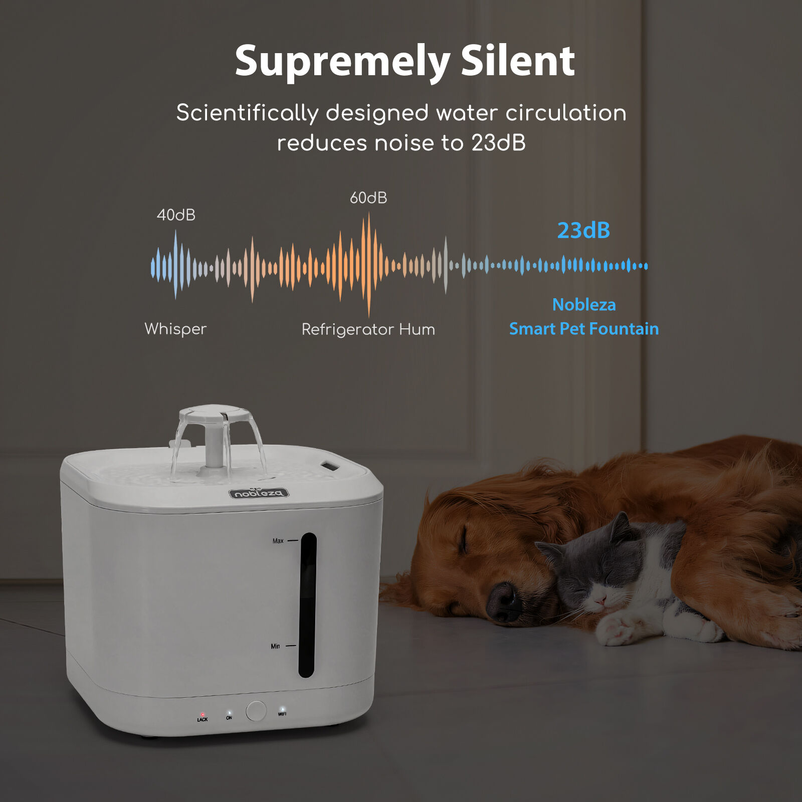 Nobleza - 2L Bomba de Agua Inal&aacute;mbrica Autom&aacute;tica Fuente Inteligente para Gatos y Perros, con Temporizador y Control Remoto de la aplicaci&oacute;n, Fuente de Agua para Gatos con Triple Filtraci&oacute;n, Blanco, , large Imagen numero 5