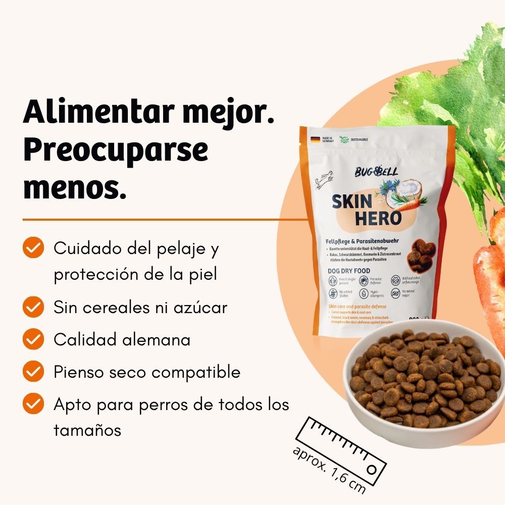 BugBell SkinHero Pienso 5x800 g &ndash; Hipoalerg&eacute;nico, sin cereales, con prote&iacute;na de insecto, aceite de comino negro, romero y cistus, , large Imagen numero 2