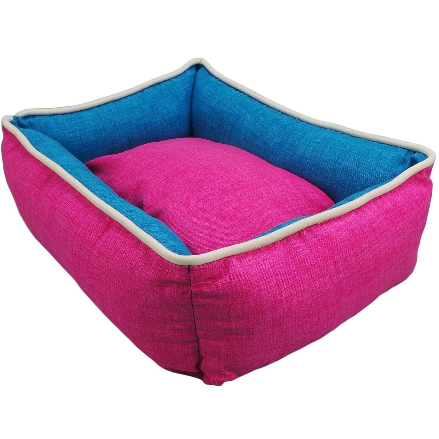Cama Cuna Cuadrada Bicolor Reversible T2 55x45  Turquesa/Rosa, , large Imagen numero 4