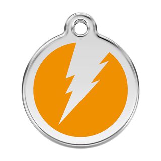 Red Dingo Placa identificativa Acero Inoxidable Esmalte Rayo Naranja para perros
