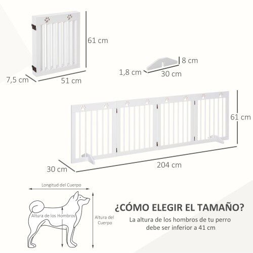 PawHut barrera de seguridad plegable color Blanco, , large Imagen numero 2