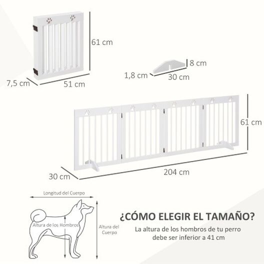 PawHut barrera de seguridad plegable color Blanco, , large image number null