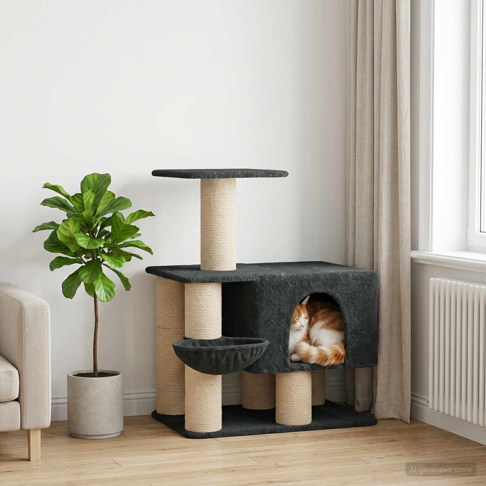 vidaXL &Aacute;rbol para gatos con postes de sisal &Aacute;rbol rascador Muebles Gatos Condo, , large Imagen numero 2