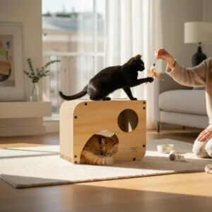 &nbsp;Althea Living - Nido rascador para gatos Carabela, madera y cart&oacute;n corrugado, , large Imagen numero 4