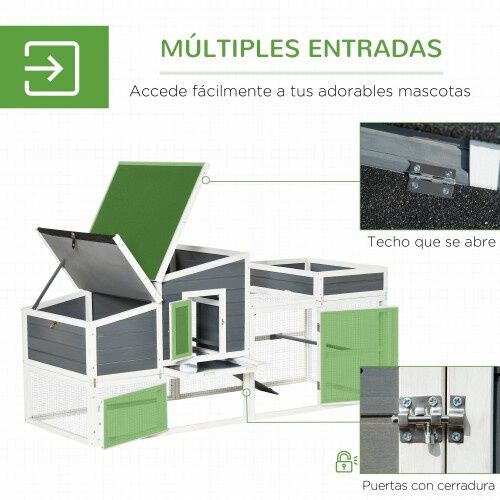 PawHut gallinero exterior de madera con jaula para 2 gallinas, , large Imagen numero 5
