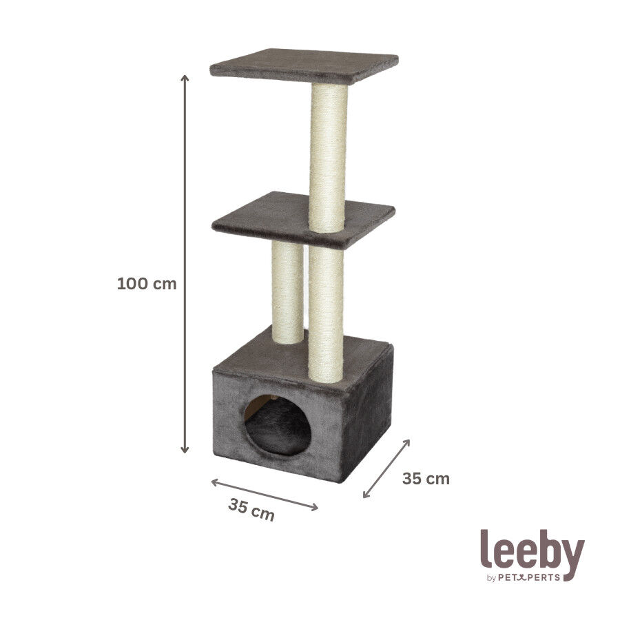 Leeby Colette DoubPost torre rascador con cama nido gris para gatos, , large Imagen numero 4