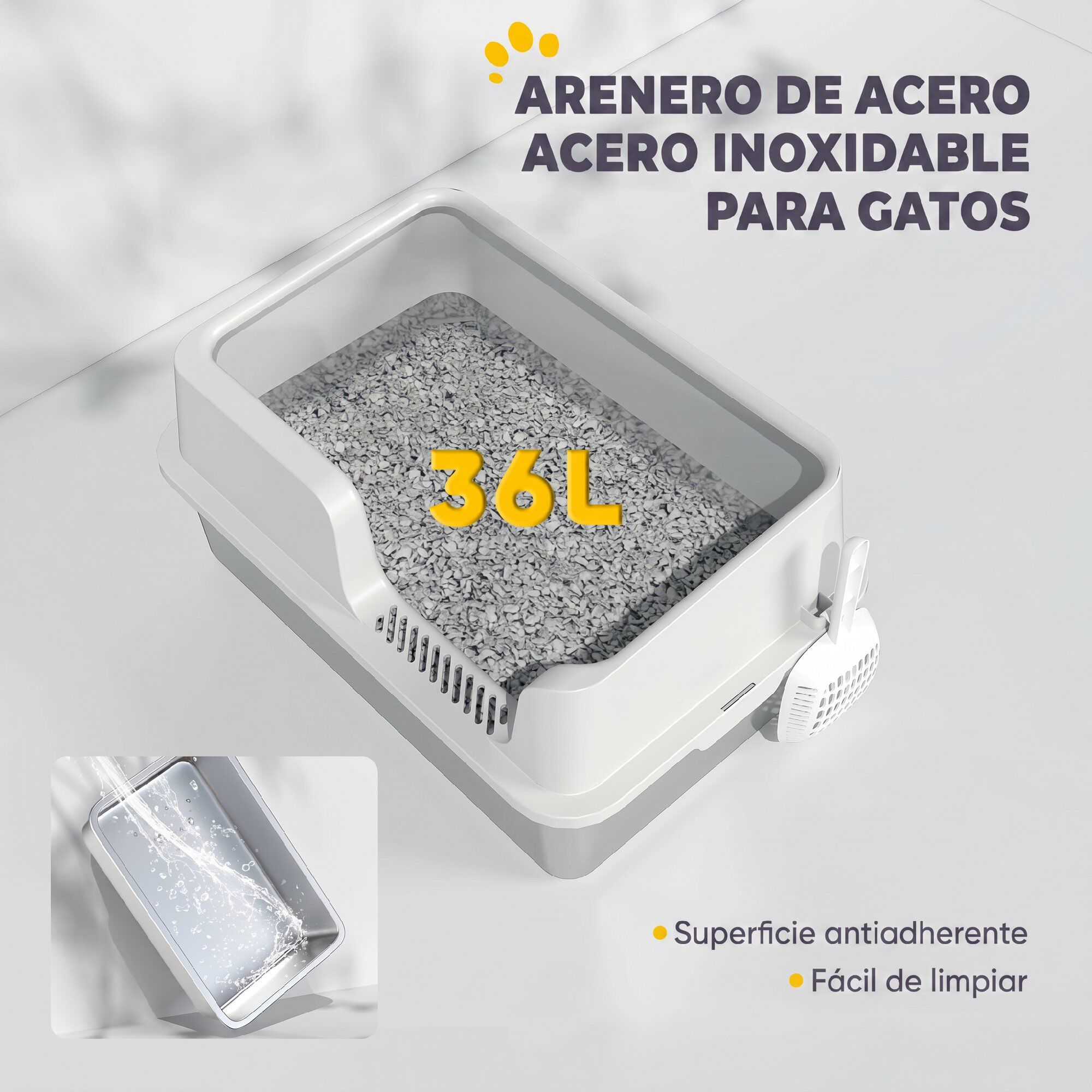PawHut Arenero para Gato Gris Claro, , large Imagen numero 5