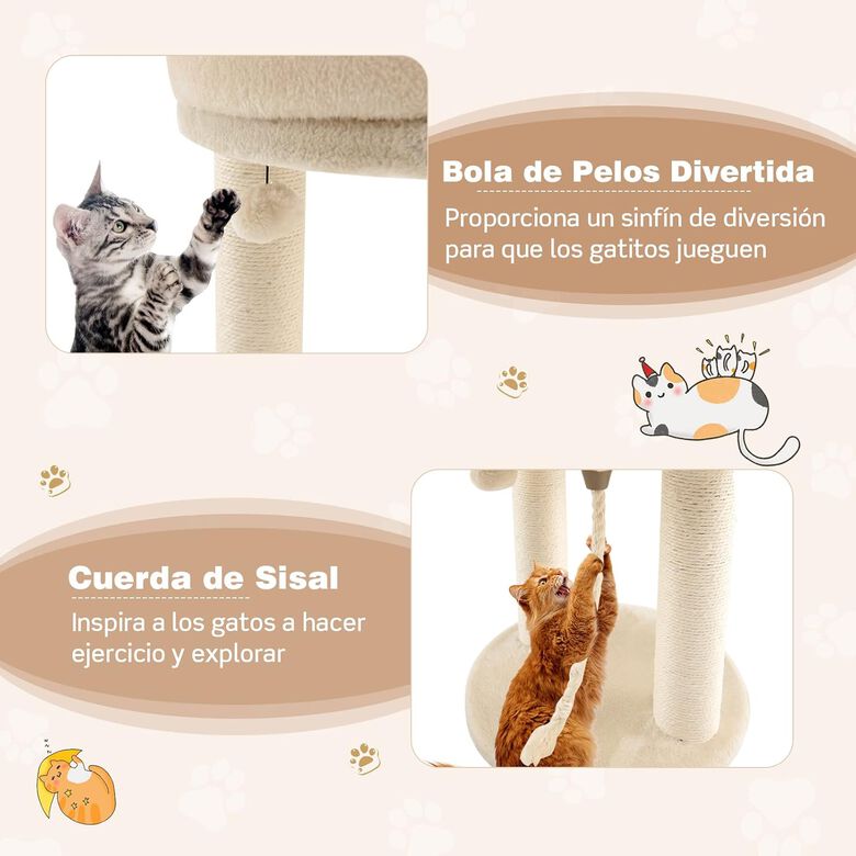 COSTWAY Árbol Rascador 4 en 1 Beige para Gatos thumbnail