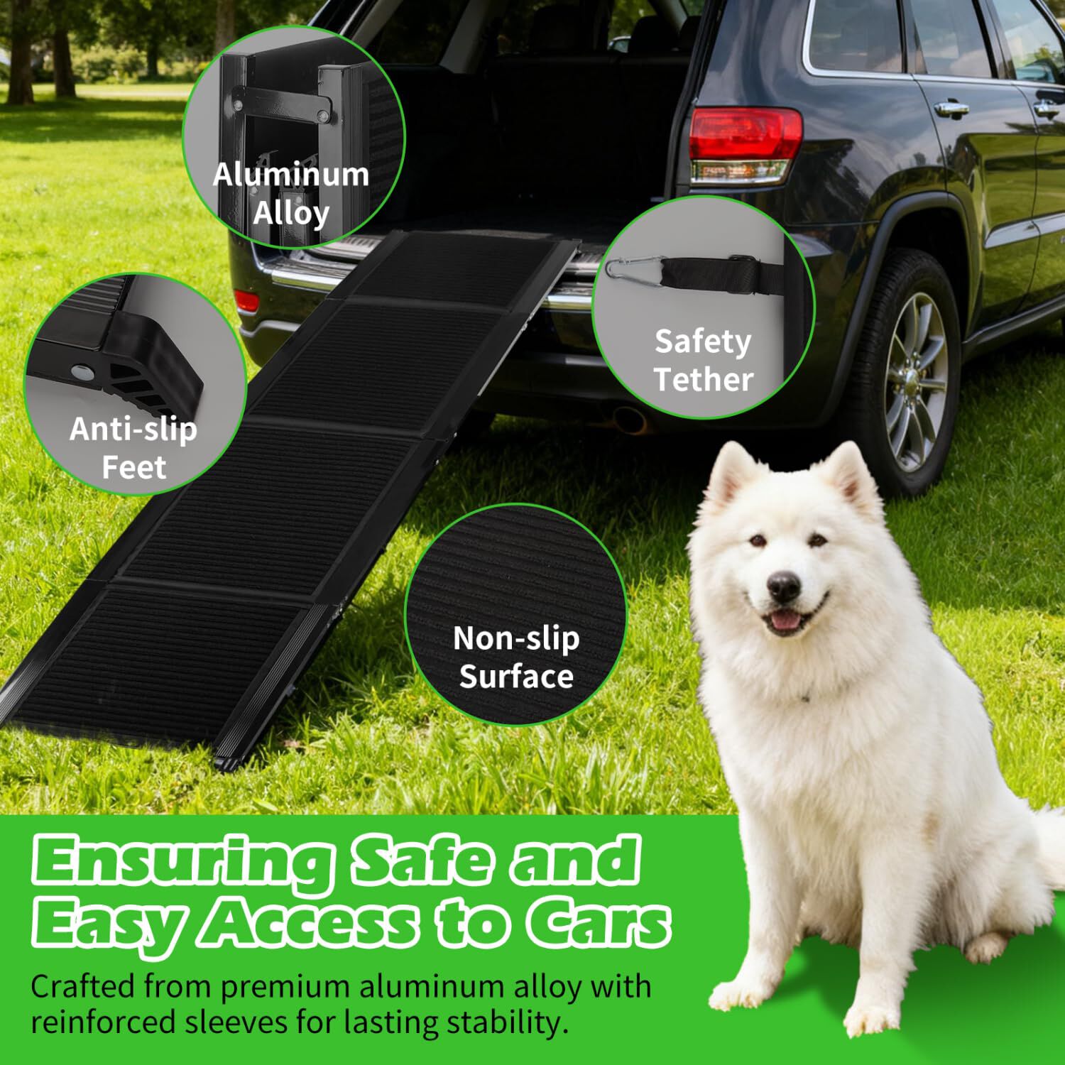Nobleza - Rampa para perros para Coche 170 cm, Rampa Plegable Cama para Mascotas de Metal con Alfombra Antideslizante para Perros Menos de 110kg, Escalera para Perros Medianos Grande, , large Imagen numero 5