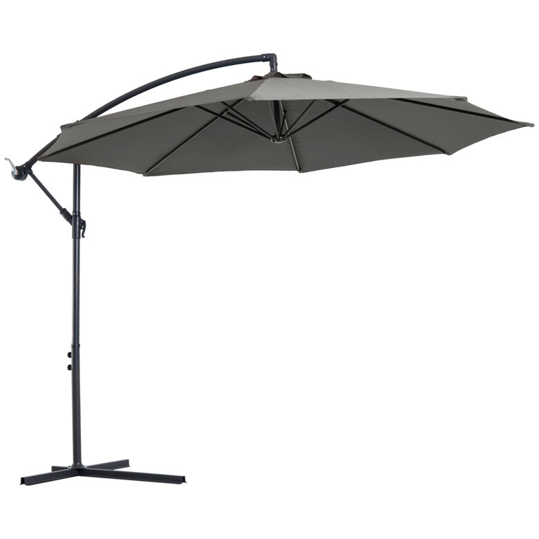 Outsunny Sombrilla De Jardín Parasol Excéntrico Inclinable Gris thumbnail