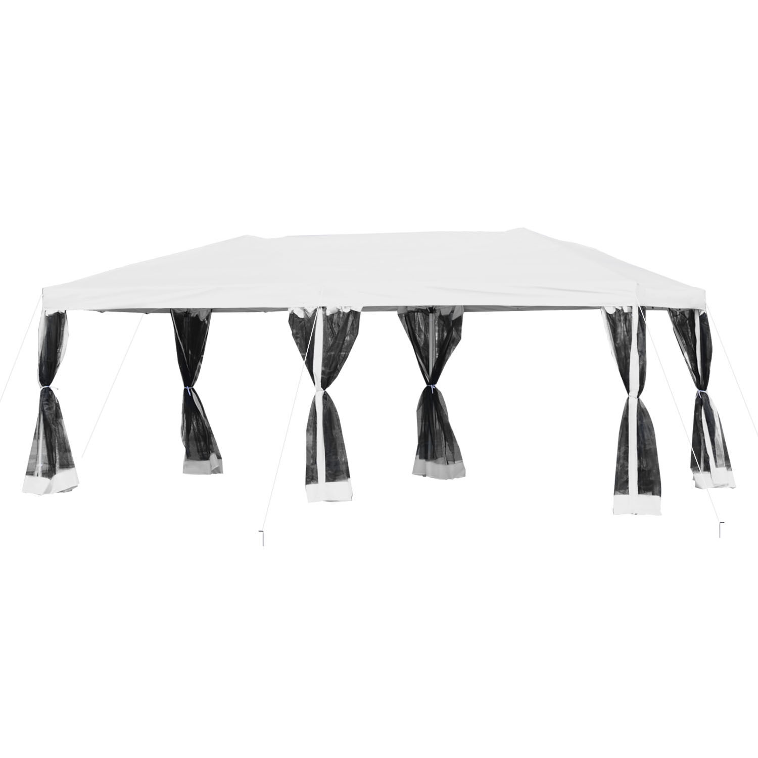 Outsunny Carpa 6x3m Plegable Gazebo para Jard&iacute;n Cenador con 6 Cortinas Mosquitera y Cremallera Bolsa Transporte Montaje F&aacute;cil Acero Tela Oxford Blanco, , large Imagen numero 1