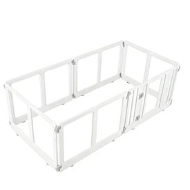 COSTWAY Parque para Cachorros Transparente con Cerradura Doble, Ventosas, F&aacute;cil Montaje, Valla de Seguridad para Perros Convertible para Interior y Exterior, 6 Paneles