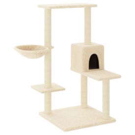 VidaXL Rascador con cueva y postes de sisal crema para gatos