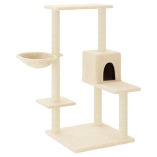 VidaXL Rascador con cueva y postes de sisal crema para gatos