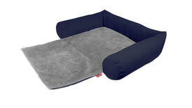 Gauty Cama Redonda Tela Impermeable y pelo azul y gris para Perros y Gatos 