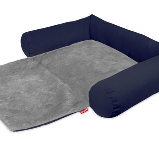 Gauty Cama Redonda Tela Impermeable y pelo azul y gris para Perros y Gatos 