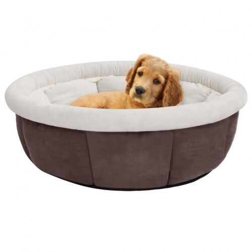 Vidaxl cuna redonda con coj&iacute;n marr&oacute;n para mascotas, , large Imagen numero 1