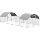 PawHut Gallinero Exterior de Acero Galvanizado 7,6x2,8x1,95 m Gallinero Grande con 4 Pisos Techo Cubierta de Tela Corral para 20-24 Gallinas Conejos Aves Plata, , large image number null