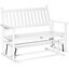 Outsunny Banco Mecedora de Jardín de 2 Plazas Banco Balancín de Madera con Reposabrazos y Respaldo de Listones para Terraza Exterior Carga 250 kg 125x68,5x102 cm Blanco, , large indicador imagen numero 1
