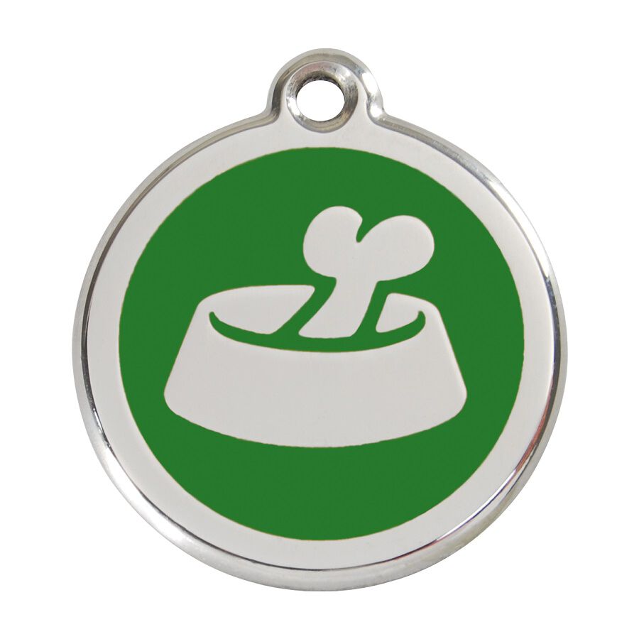 Placa identificativa Acero Inoxidable Esmalte Hueso en Cuenco Verde para perros, , large Imagen numero 1