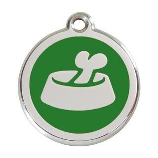 Red dingo Placa identificativa Acero Inoxidable Esmalte Hueso en Cuenco Verde para perros