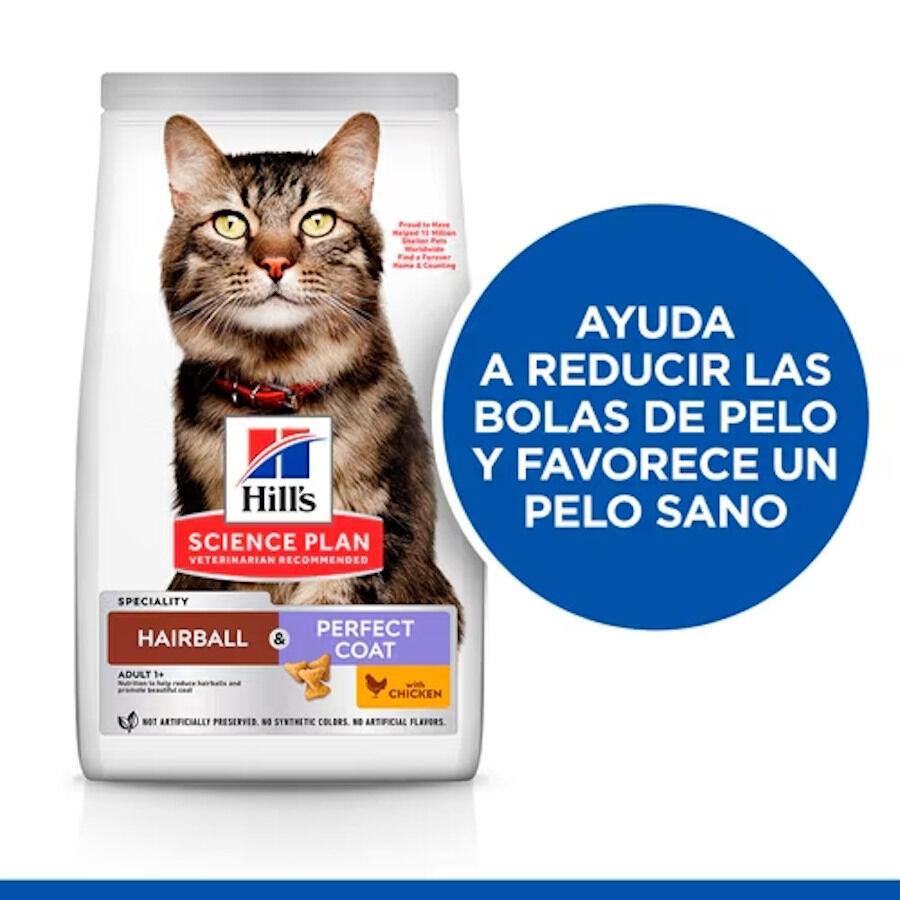 Hill&#039;s Science Plan Adult Hairball y Perfect Coat Pollo pienso para gatos thumbnail
