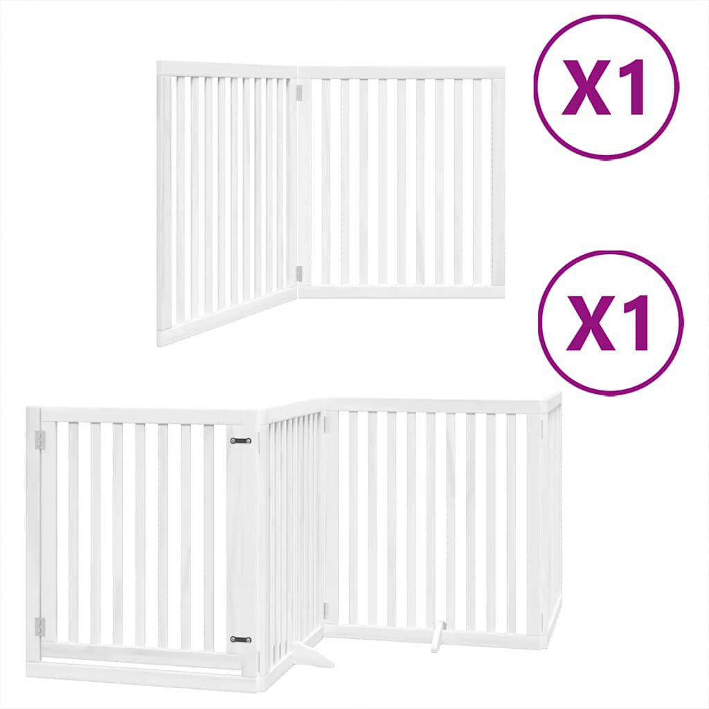 vidaXL Puerta de perros plegable 6 paneles madera &aacute;lamo blanca 480 cm, , large Imagen numero 1