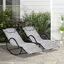 Outsunny Conjunto de 2 Mecedoras de Exterior Tumbonas Mecedoras con Reposacabezas Reposabrazos y Marco Met&aacute;lico Carga 160 kg para Jard&iacute;n Terraza 160x61x79 cm Gris, , large indicador imagen numero 2